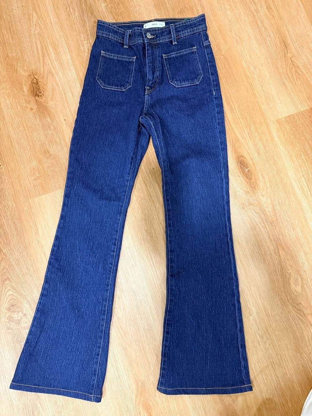 MNG Mango Teen High-Waisted Patch Pocket Flare Denim Jeans